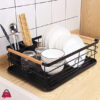 Metal Dish Rack with Drip Tray, Dish Drainer and Removable Cutlery holder - Black