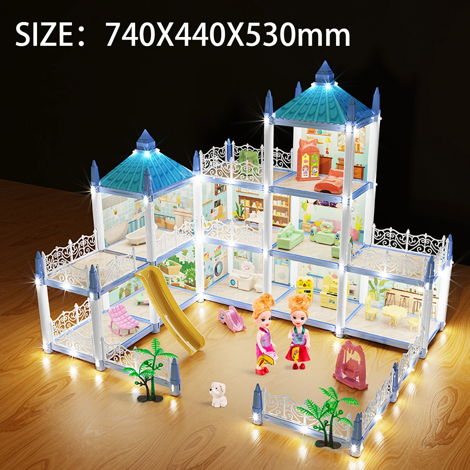 Luxury Diy Dollhouse Castle Playset With Lights, Slide &Amp; Furniture – Multilevel Dream House For Kids 8 Luxury Diy Dollhouse Castle Playset With Lights, Slide &Amp; Furniture – Multilevel Dream House For Kids
