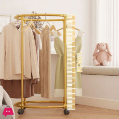 Multifunctional Rotating Circular Drying Rack With Floor Mounted Wheels