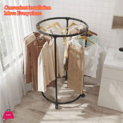 Multifunctional Rotating Circular Drying Rack With Floor Mounted Wheels
