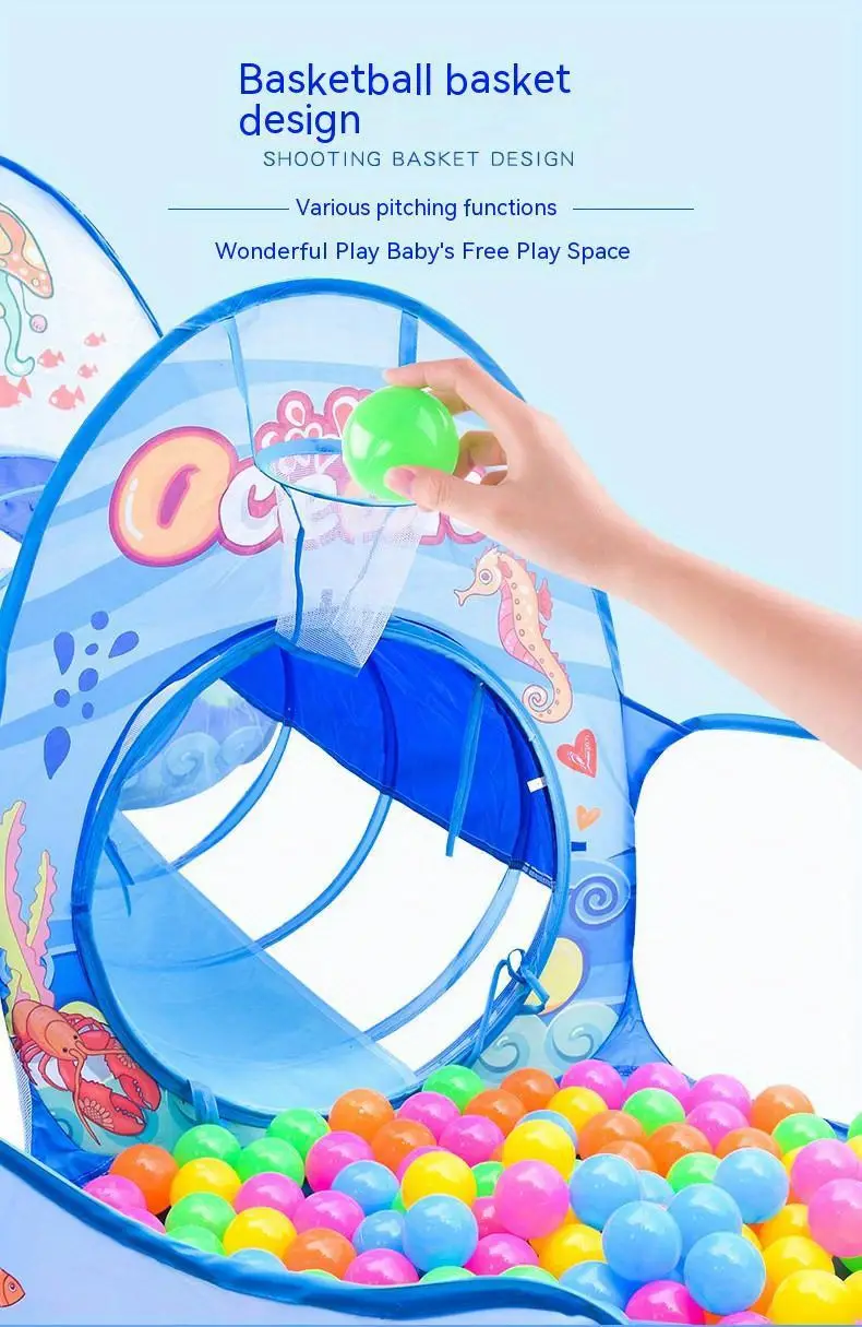 Ocean-Themed Three-In-One Tent Playhouse, Foldable And Portable For Indoor Use 13 Ocean-Themed Three-In-One Tent Playhouse, Foldable And Portable For Indoor Use