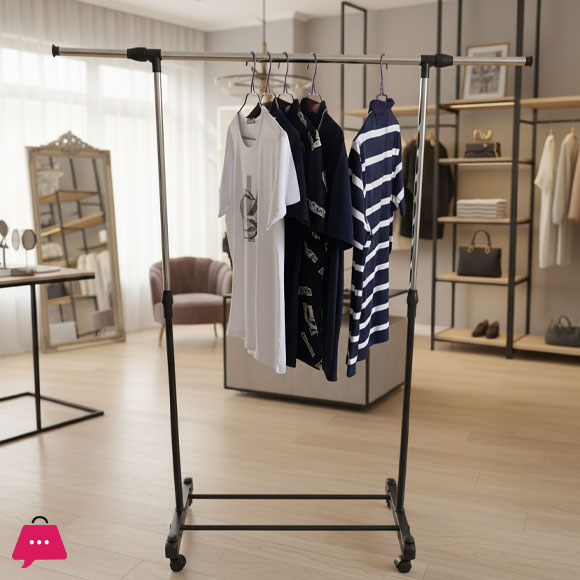 Single Pole Stainless Steal Clothes Rack 4 Single Pole Stainless Steal Clothes Rack - Image 2