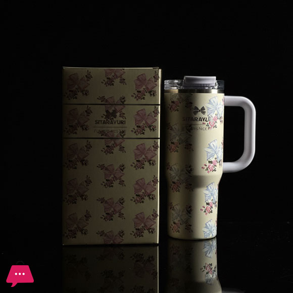Sitarayuri Flower Nice Time Tumbler With Lid Straw And Handle -900Ml 5 Sitarayuri Flower Nice Time Tumbler With Lid Straw And Handle -900Ml - Image 3