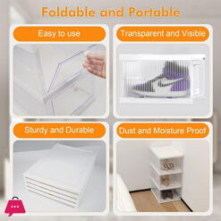 Stackable Shoe Shoe Box 3 Shoe Rack With Doors