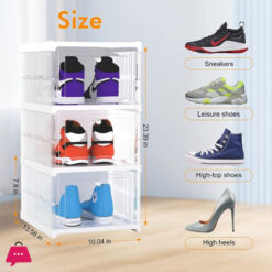 Stackable Shoe Shoe Box 3 Shoe Rack With Doors