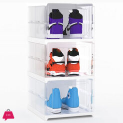 Stackable Shoe Shoe Box 3 Shoe Rack with Doors