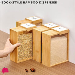 Wood Food Storage Container  Book-Style Canister For Kitchen Square Pantry Organization 3 Ltr 1 Pcs