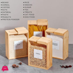 Wood Food Storage Container  Book-Style Canister For Kitchen Square Pantry Organization 3 Ltr 1 Pcs