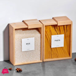 Wood Food Storage Container  Book-Style Canister for Kitchen Square Pantry Organization 3 LTR 1 PCS
