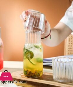 1 Set Bedside Water Carafe Glass Set Night Carafe with Tumbler Glass 600ml