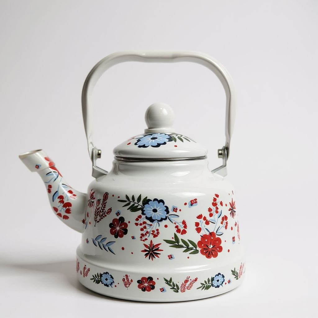 Enamel Kettle 2.5 Ltr Decorative Tea &Amp; Water Kettle With Handle 12 Enamel Kettle 2.5 Ltr Decorative Tea &Amp; Water Kettle With Handle