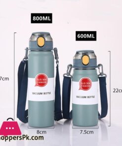 304 Sport Vacuum Flask With Straw Portable Thermos Mug With Strap 600Ml - Image 6