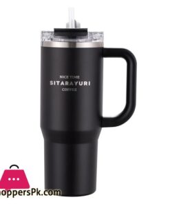 304 Stainless Steel Insulated 900ml Thermal Coffee Car Cup Tumbler With Handle Straw