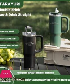 304 Stainless Steel Insulated 900Ml Thermal Coffee Car Cup Tumbler With Handle Straw 50 304 Stainless Steel Insulated 900Ml Thermal Coffee Car Cup Tumbler With Handle Straw - Image 3