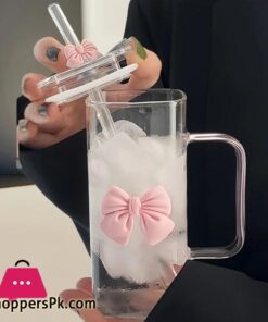400Ml Glass Tumbler With Straw &Amp; Handle 42 400Ml Glass Tumbler With Straw &Amp; Handle - Image 2