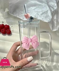 400Ml Glass Tumbler With Straw &Amp; Handle 43 400Ml Glass Tumbler With Straw &Amp; Handle - Image 3