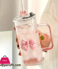 400Ml Glass Tumbler With Straw &Amp; Handle 45 400Ml Glass Tumbler With Straw &Amp; Handle - Image 5