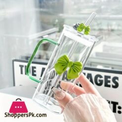 400Ml Glass Tumbler With Straw &Amp; Handle