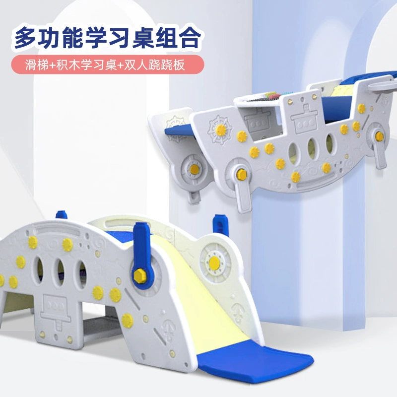 5 In 1 Kids Indoor Slide Seesaw Study Table Basket Ball