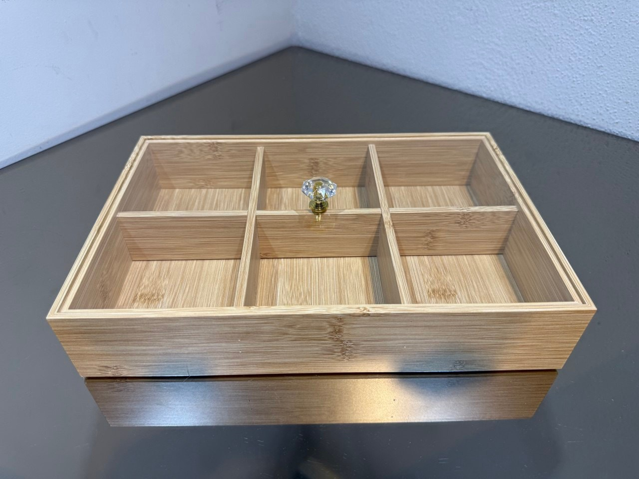 6 Partition Bamboo Wood Dry Fruit Box With Acrylic Cover 7 6 Partition Bamboo Wood Dry Fruit Box With Acrylic Cover