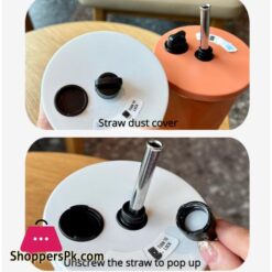 600Ml Insulated Coffee Cup With Straw Stainless Steel Iced Coffee Mug Tea Cold Drink Bottle Diamond Shaped Thermos Mug Tumbler