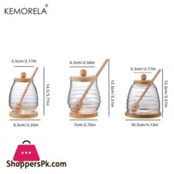 Glass Honeycomb Tank Honey Storage Container With Dipper And Lid Honey Bottle