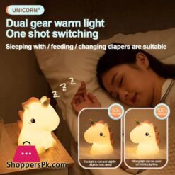 Unicorn Cute Silicone Led Night Light For Kids Children Usb Rechargeable Lamp