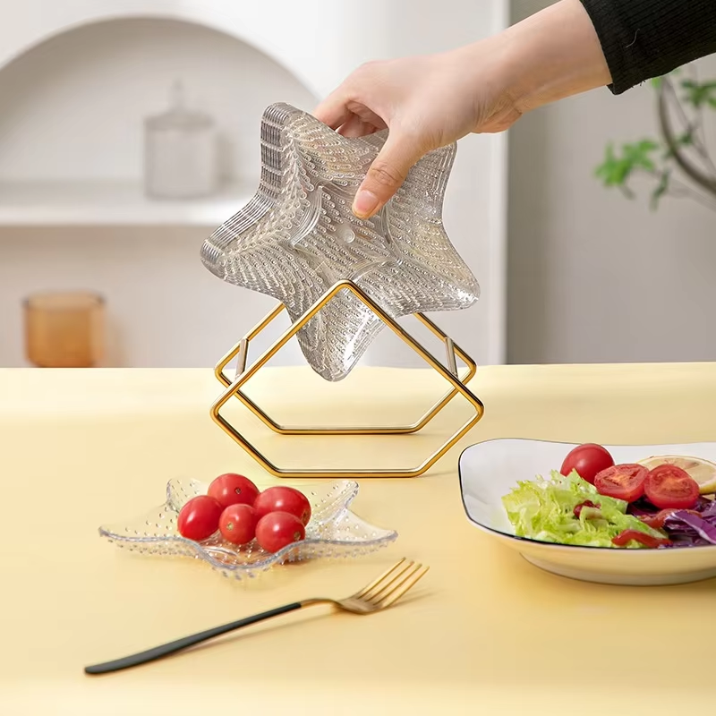 Acrylic Star Shape Plate Set With Metal Stand 8Pcs
