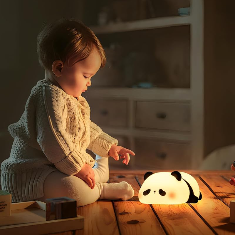 Adorable Panda Led Night Light Rechargeable Soft Silicone Bedside Lamp