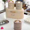 Bread Box With Sugar Coffee Tea Canisters Metal Pantry Countertop 4Pcs Set