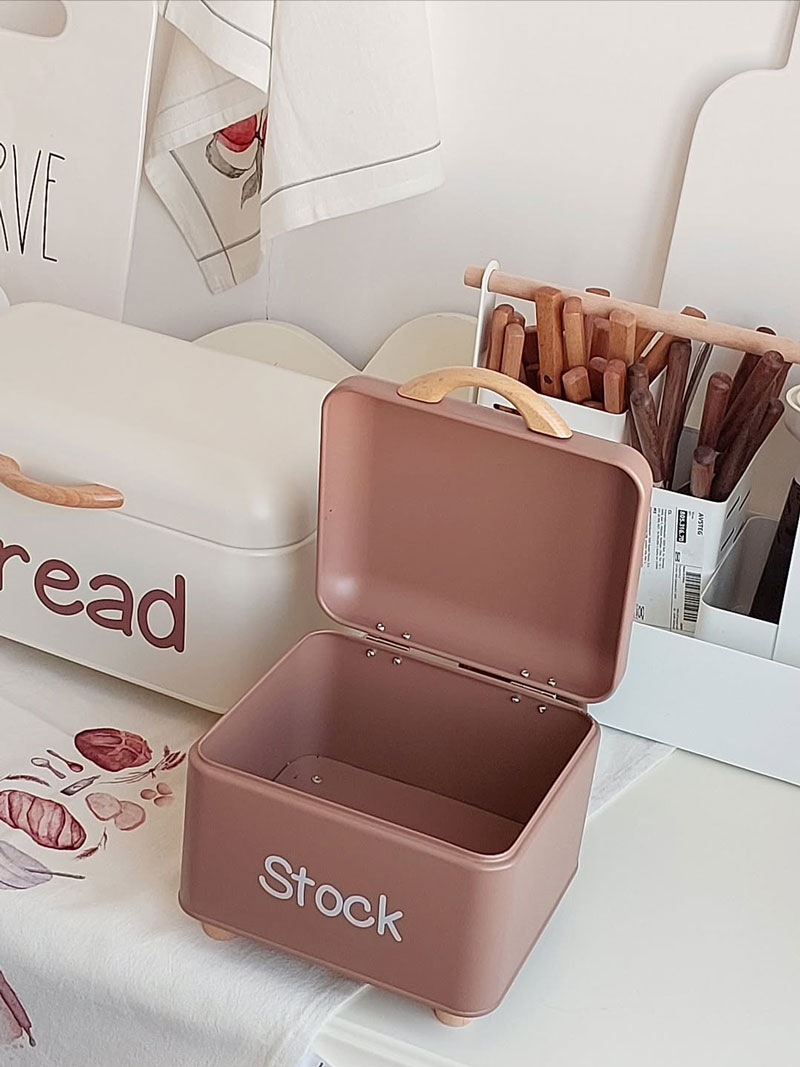 Bread Stock Storage Containter Rubber Wood Handle Set Of 2 9 Bread Stock Storage Containter Rubber Wood Handle Set Of 2