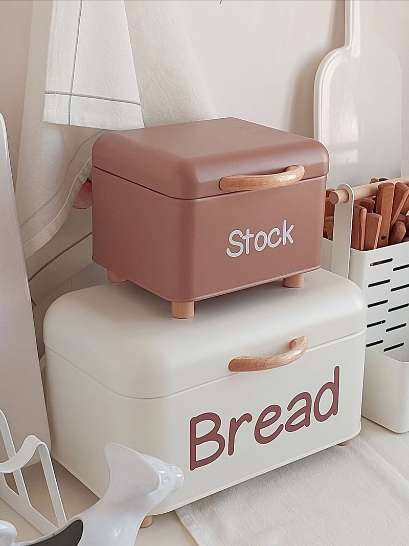 Bread Stock Storage Containter Rubber Wood Handle Set Of 2 11 Bread Stock Storage Containter Rubber Wood Handle Set Of 2