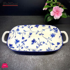 Brilliant Porcelain Rectangle Serving Dish With Handle 14Inch
