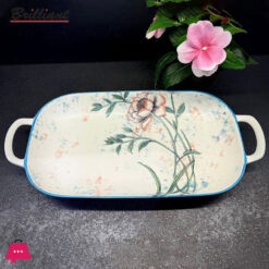 Brilliant Porcelain Rectangle Serving Dish With Handle 14Inch