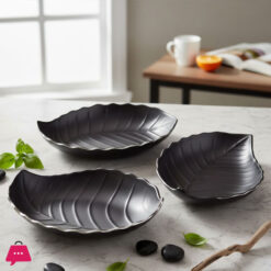 Ceramic Leaf Plate Black