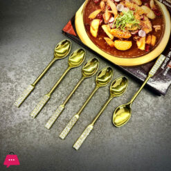 Crystal Handle Design Small Stainless Steel Spoon Set Mini Sugar Salt Spice Spoon 6pcs