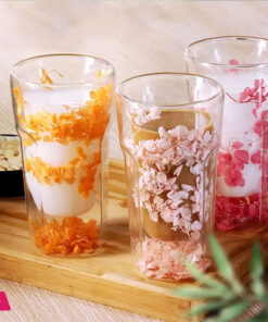 Double Wall Dried Flower Glass Elegant &Amp; Aesthetic Drinkware - 400Ml - Image 3