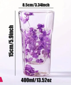 Double Wall Dried Flower Glass Elegant &Amp; Aesthetic Drinkware - 400Ml - Image 4