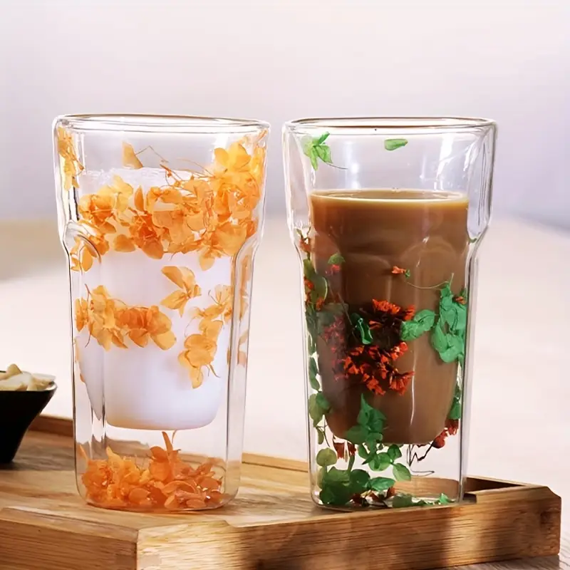 Double Wall Dried Flower Glass Elegant &Amp; Aesthetic Drinkware - 400Ml 20 Double Wall Dried Flower Glass Elegant &Amp; Aesthetic Drinkware - 400Ml
