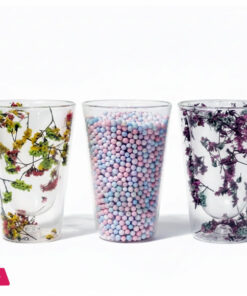 Double Wall Dried Flower Straight Glass Elegant &Amp; Aesthetic Drinkware - 400Ml - Image 2