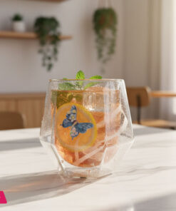 Double Wall Dried Ribbon Glass With Embossed Butterfly 250Ml - Image 4