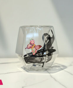 Double Wall Dried Ribbon Glass With Embossed Butterfly 250Ml - Image 2