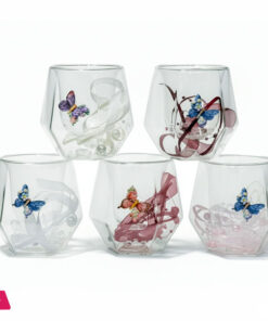 Double Wall Dried Ribbon Glass With Embossed Butterfly 250Ml - Image 3