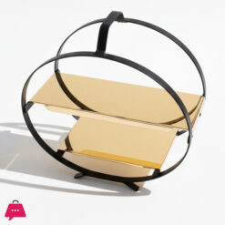 Elegant Round Golden Tray Pastry Stand 2 Layer