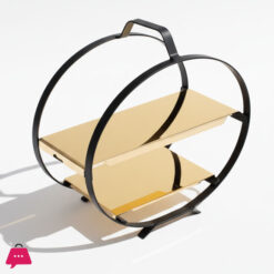 Elegant Round Golden Tray Pastry Stand 2 Layer