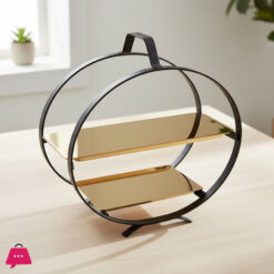 Elegant Round Golden Tray Pastry Stand 2 Layer
