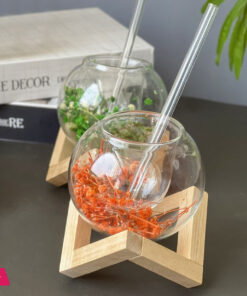 Globe Shape Iced Tea Glass With Wooden Stand Elegant &Amp; Aesthetic Drinkware - 250Ml 10 Globe Shape Iced Tea Glass With Wooden Stand Elegant &Amp; Aesthetic Drinkware - 250Ml - Image 4