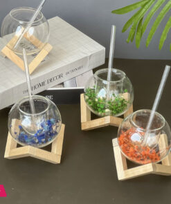 Globe Shape Iced Tea Glass With Wooden Stand Elegant &Amp; Aesthetic Drinkware - 250Ml 11 Globe Shape Iced Tea Glass With Wooden Stand Elegant &Amp; Aesthetic Drinkware - 250Ml - Image 5