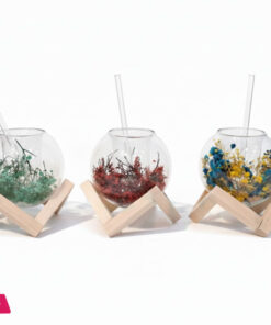 Globe Shape Iced Tea Glass With Wooden Stand Elegant &Amp; Aesthetic Drinkware - 250Ml 8 Globe Shape Iced Tea Glass With Wooden Stand Elegant &Amp; Aesthetic Drinkware - 250Ml - Image 2