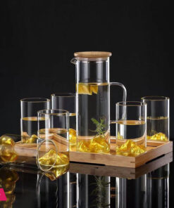 Glow Max Golden Mountain Water Set With Bamboo Tray - 8 Pc 7 Glow Max Golden Mountain Water Set With Bamboo Tray - 8 Pc - Image 2